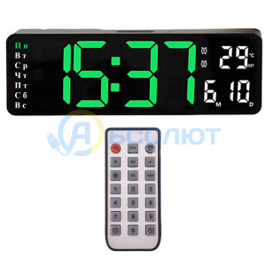 Часы настенные электронные с температурой и пультом Орбита OT-CLW18 Зеленые